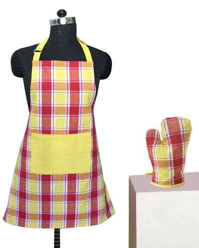 Colorful Checked Kitchen 1 Apron and 1 Oven Glove