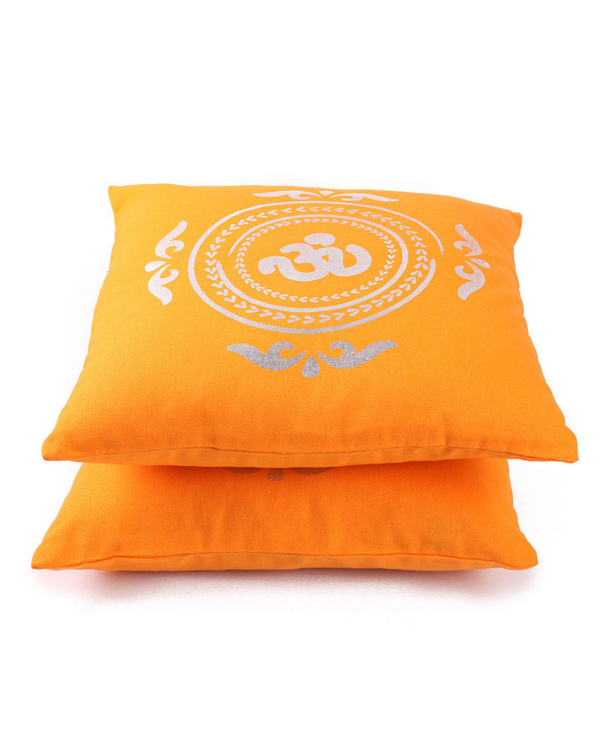 Exquisite Foil Print Cotton Foil Printed Cushion Covers | Set of 2 | 16 x 16 inches