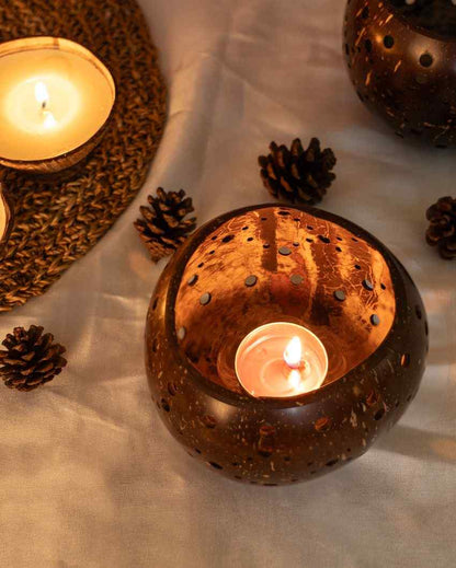 Festive Coconut Shell Tealight Holder