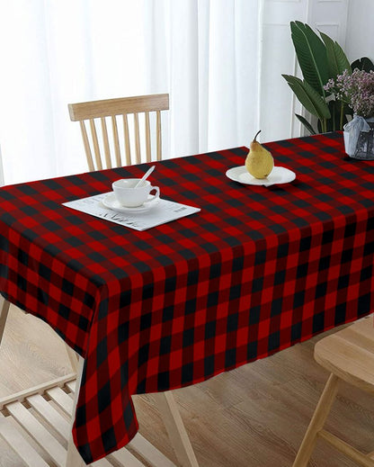 Buffalo Checks Center Cotton Table Cover | 36X60 inches Red & Black