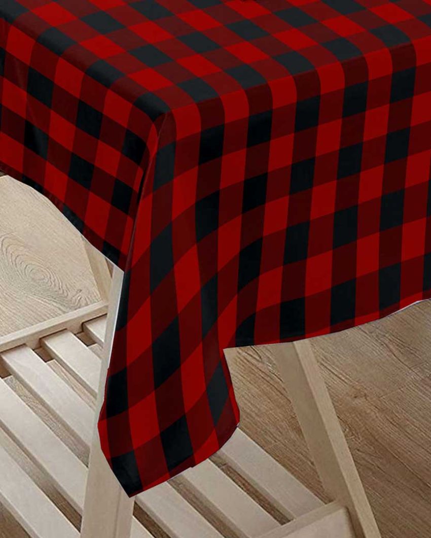 Buffalo Checks Center Cotton Table Cover | 36X60 inches Red & Black