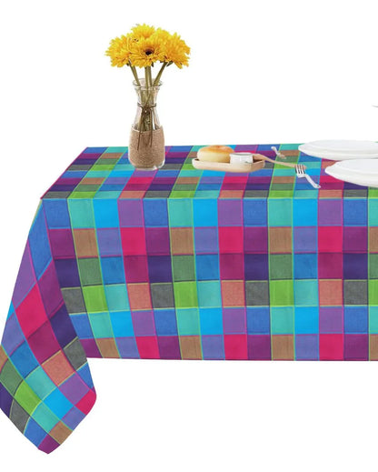 Multi Checks Center Cotton Table Cover | 36X60 inches Multicolor