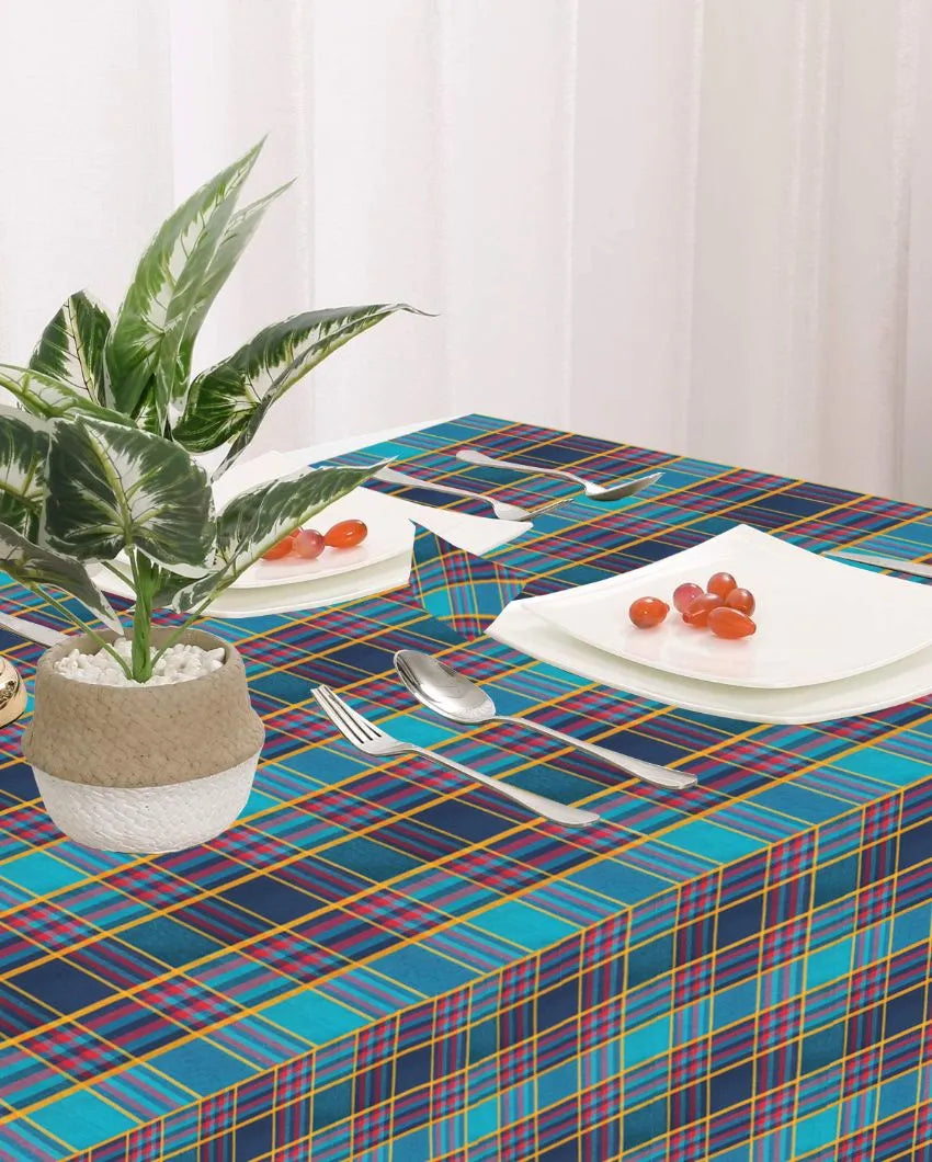 Multi Checks Center Cotton Table Cover | 36X60 inches Green