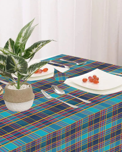 Multi Checks Center Cotton Table Cover | 36X60 inches Green