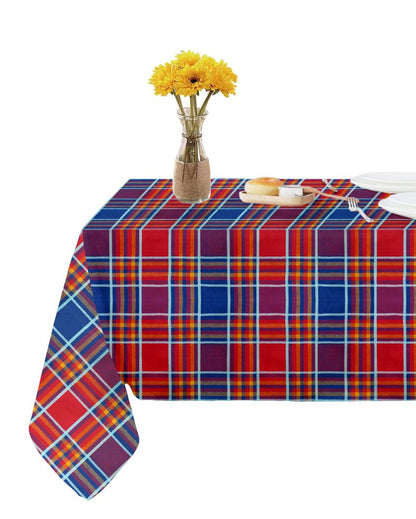 Multi Checks Center Cotton Table Cover | 36X60 inches Red