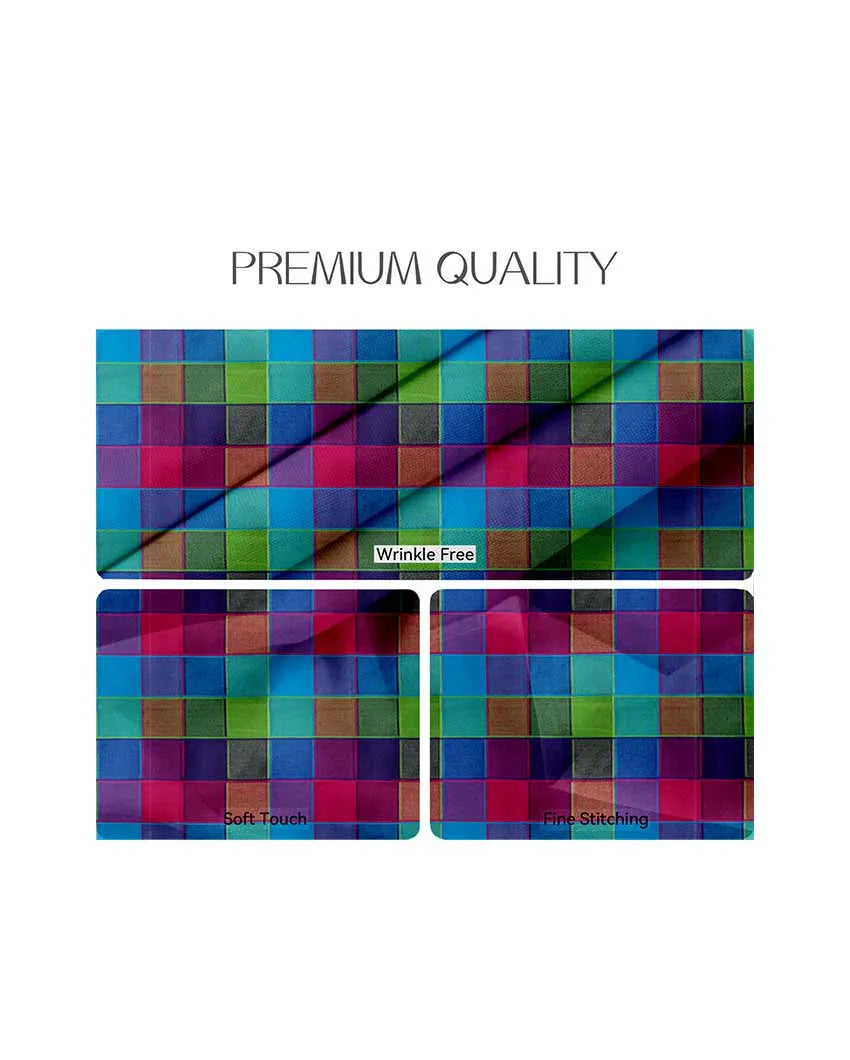 Multicolor Cotton Checks Design Dining Table Mat | Set Of 6 | 19 X 13 Inches