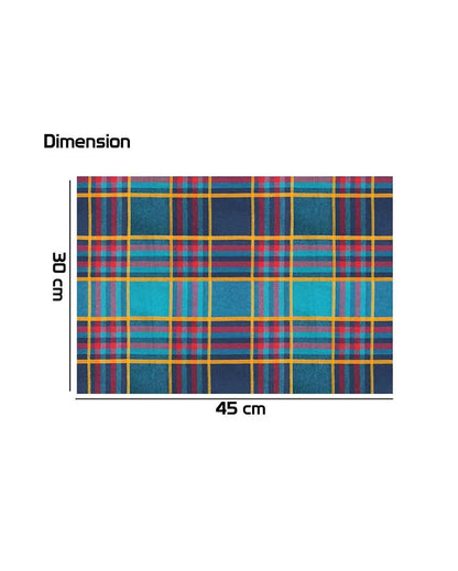 Colorful Checks Design Cotton Dining Table Mat | Set Of 6 | 19 X 13 Inches