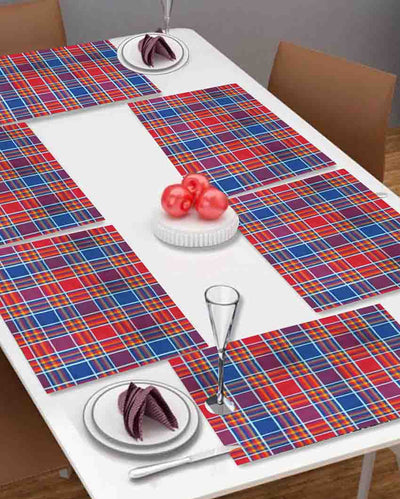 Colorful Checks Textured Cotton Table Mat | Set Of 6 | 19 X 13 Inches