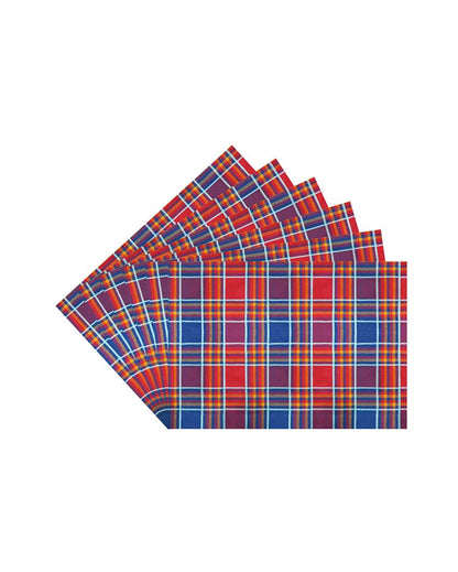 Colorful Checks Textured Cotton Table Mat | Set Of 6 | 19 X 13 Inches