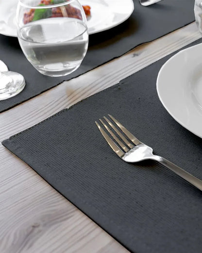 Ribbed Cotton Table Mats For Dining | Set Of 6 | 19 X 13 Inches