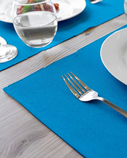 Ribbed Cotton Table Mats For Dining | Set Of 6 | 19 X 13 Inches