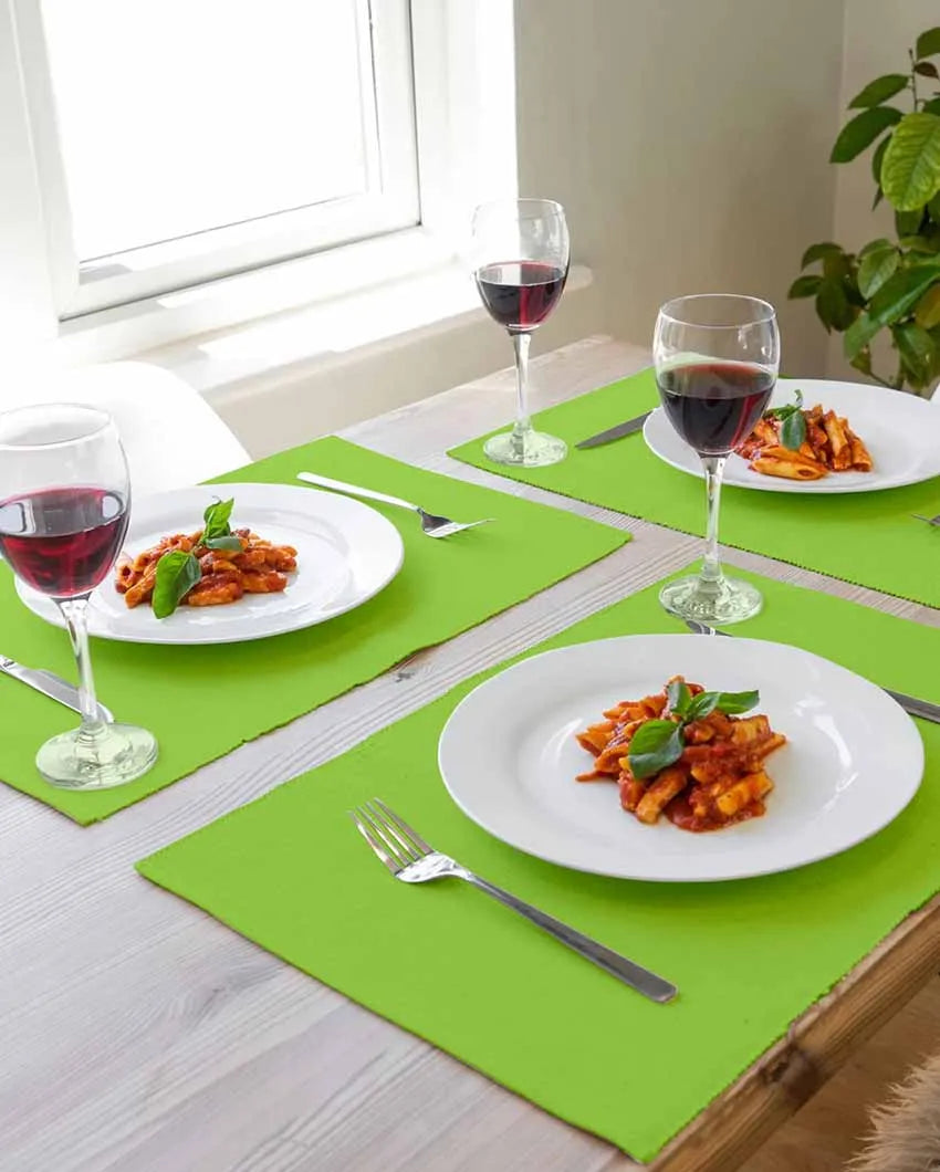 Ribbed Cotton Table Mats For Dining | Set Of 6 | 19 X 13 Inches