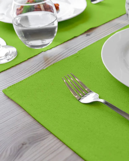 Ribbed Cotton Table Mats For Dining | Set Of 6 | 19 X 13 Inches