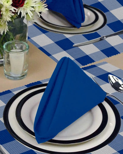 Buffalo Checks Plaid Cotton Place Mats Ribbed Dinning | Set Of  6 | 19 X 13 Inches