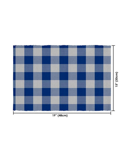 Buffalo Checks Plaid Cotton Place Mats Ribbed Dinning | Set Of  6 | 19 X 13 Inches