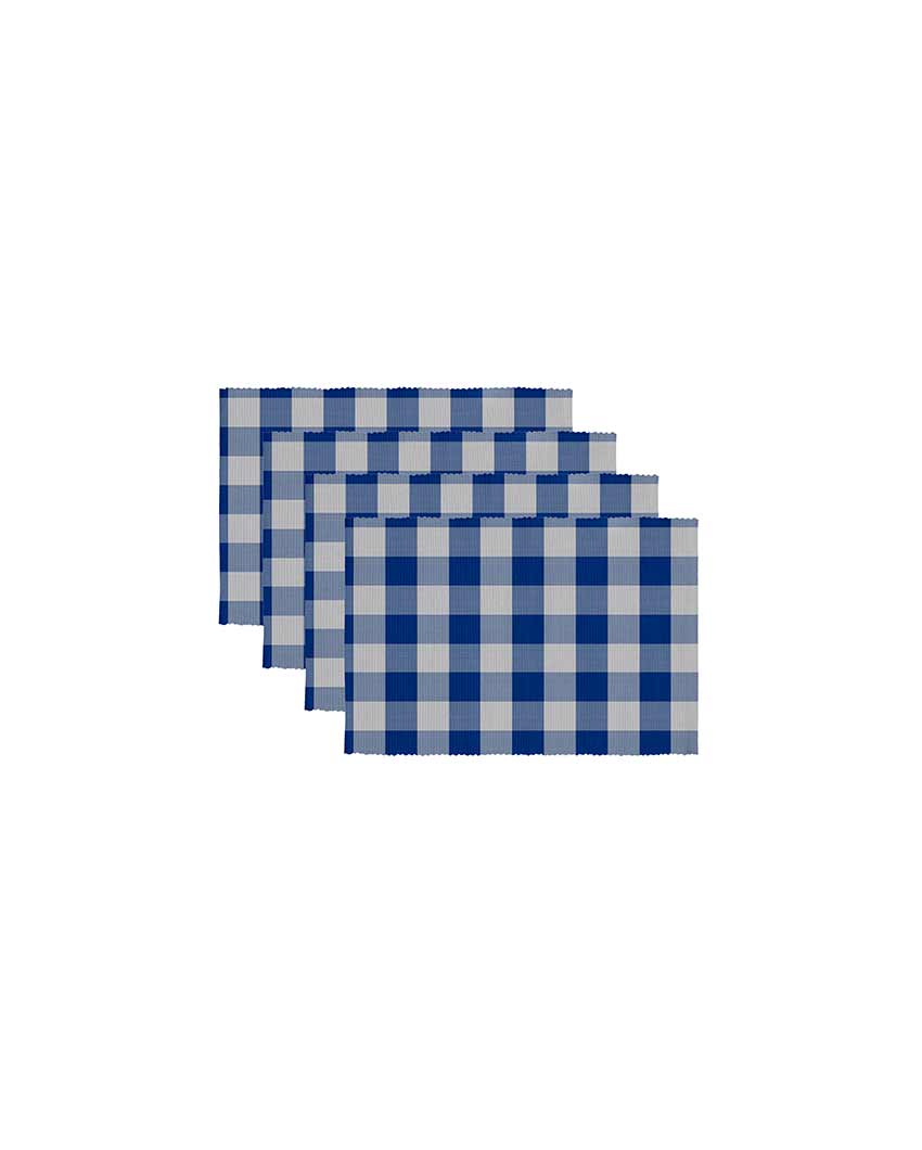 Buffalo Checks Plaid Cotton Place Mats Ribbed Dinning | Set Of  6 | 19 X 13 Inches