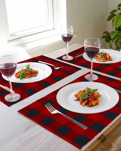 Multicolor Checks Design Cotton Dining Table Mats | Set Of 4 | 19 X 13 Inches