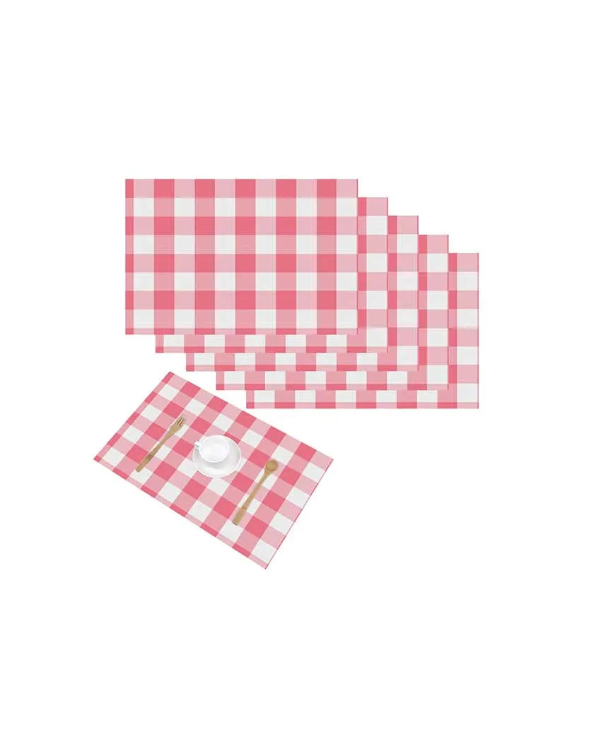 Buffalo Checks Plaid Cotton Place Mats Ribbed Dinning | Set Of  6 | 19 X 13 Inches