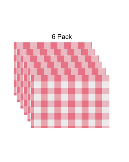 Buffalo Checks Plaid Cotton Place Mats Ribbed Dinning | Set Of  6 | 19 X 13 Inches