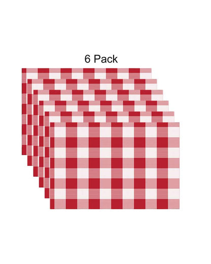 Buffalo Checks Plaid Cotton Place Mats Ribbed Dinning | Set Of  6 | 19 X 13 Inches