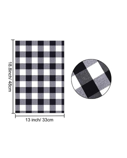 Buffalo Checks Plaid Cotton Place Mats Ribbed Dinning | Set Of  6 | 19 X 13 Inches