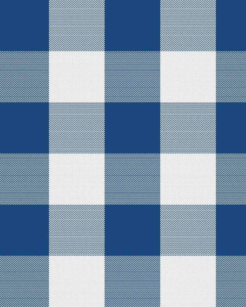 Ribbed Cotton Checks 6 Seater Table Runner | 13X72 inches Blue