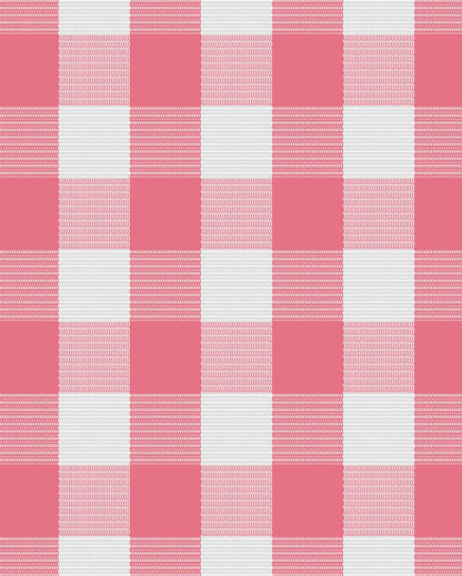 Ribbed Cotton Checks 6 Seater Table Runner | 13X72 inches Pink