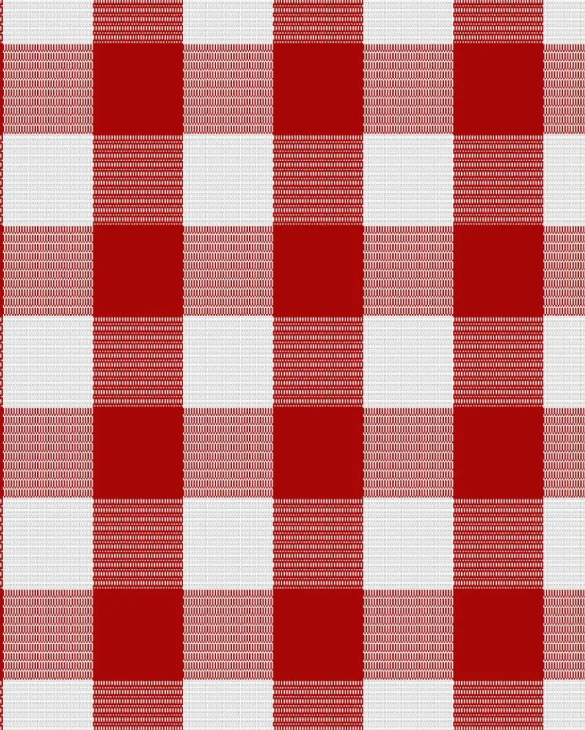 Ribbed Cotton Checks 6 Seater Table Runner | 13X72 inches Red