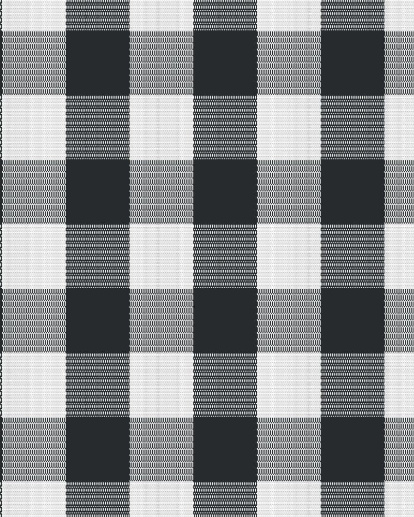 Ribbed Cotton Checks 6 Seater Table Runner | 13X72 inches Black