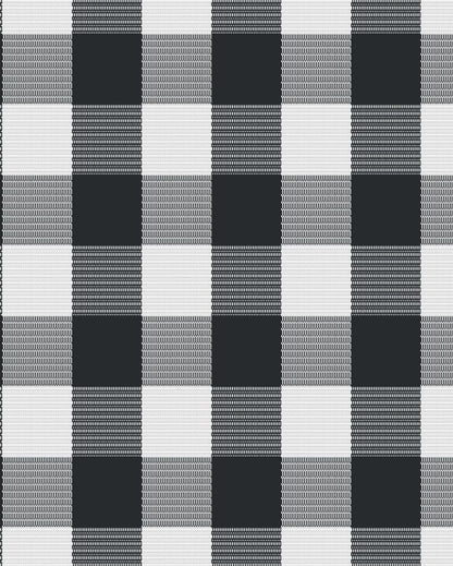 Ribbed Cotton Checks 6 Seater Table Runner | 13X72 inches Black