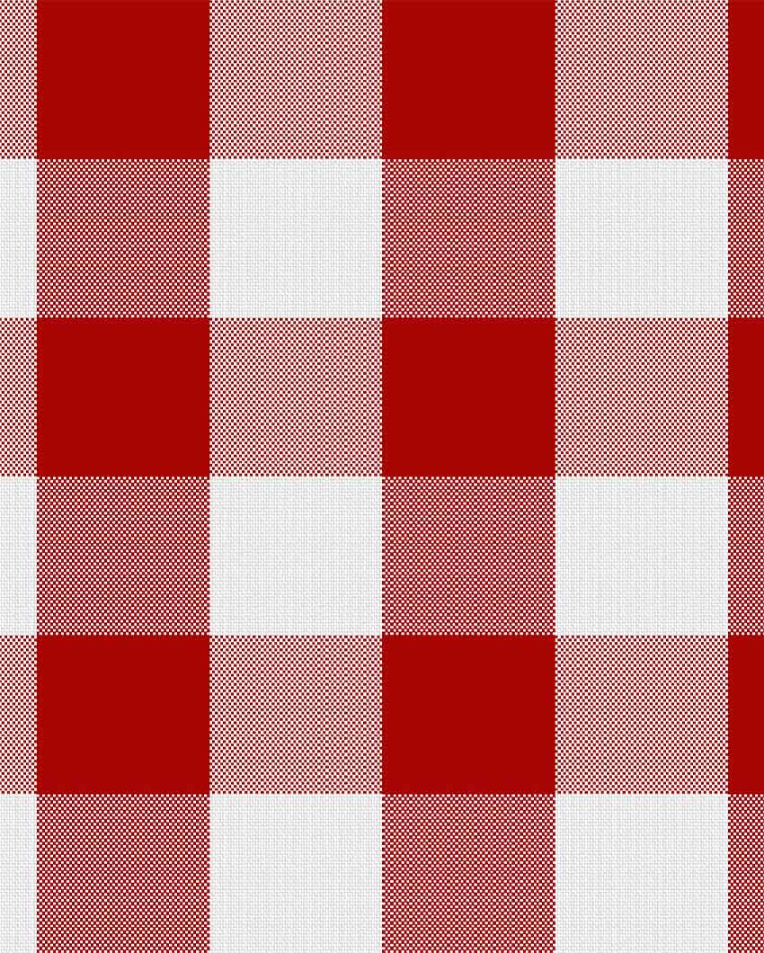Buffalo Checks Cotton Ribbed 4 Seater Table Runner | 13 X 51 Inches | Single Red