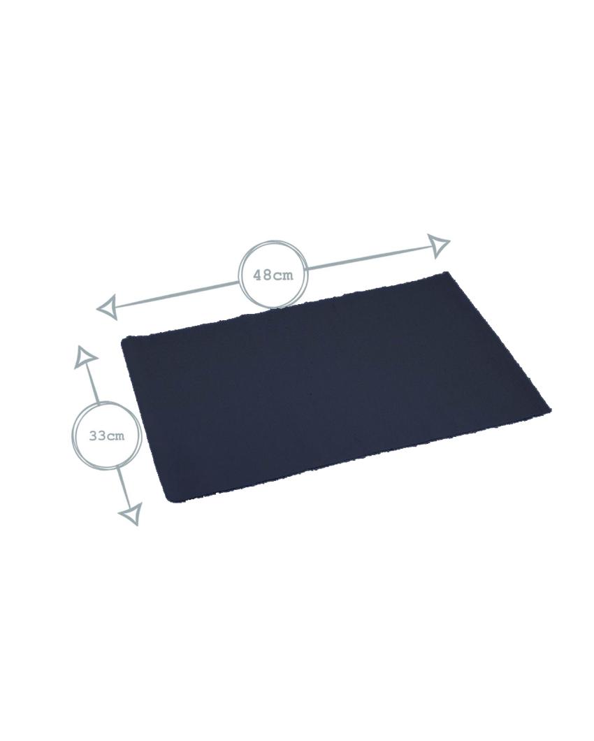 Solid Cotton 4 Seater Table Runner with Placemats Set Navy Blue