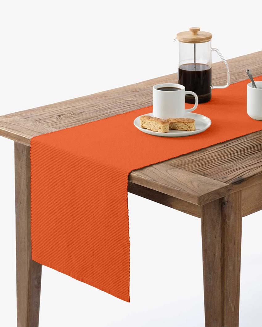 Dining Cotton 6 Seater Table Runner with Placemats Set Orange