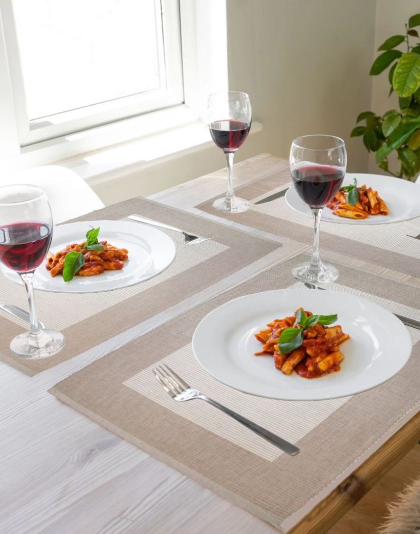 Ribbed Design Cotton Table Mats | Set Of 6 | 19 X 13 Inch