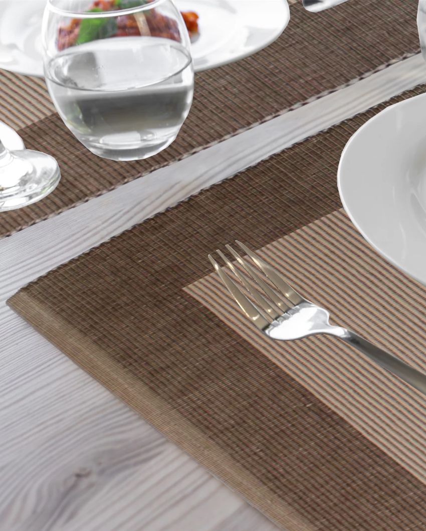 Ribbed Design Cotton Table Mats | Set Of 6 | 19 X 13 Inch