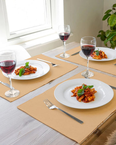 Ribbed Solid Design Cotton Dining Table Mats | Set Of 6 | 19 X 13 Inch