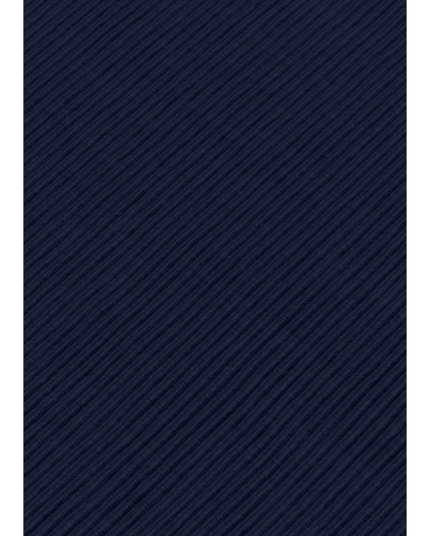 Decorative RIbbed Cotton 8 Seater Table Runner | 13 X 98 Inches | Single Navy Blue