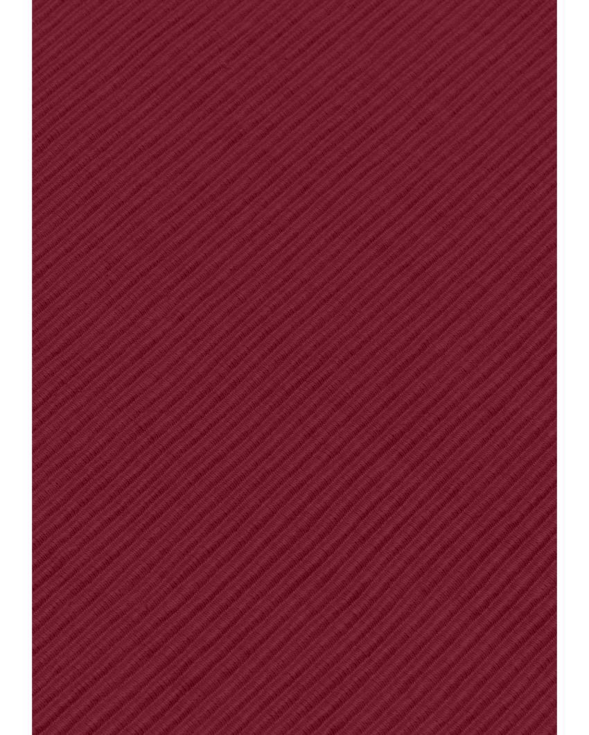 Decorative RIbbed Cotton 6 Seater Table Runner | 13 X 71 Inches | Single Maroon