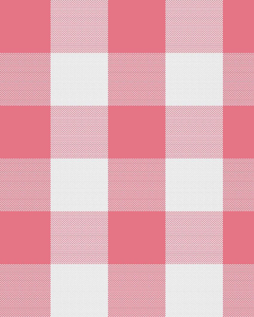 Posh Buffalo Checks Round Cotton 2 Seater Table Cover | 40X40 inches Pink