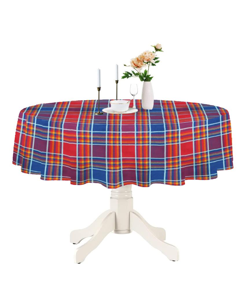 Round Multi Checks Cotton 2 Seater Table Cover | 40X40 inches Red