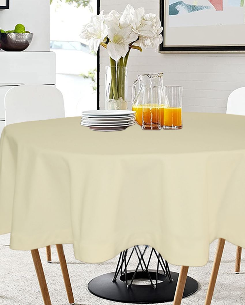 Magnificent Plain Round Cotton 4 Seater Table Cover | 60X60 inches Beige