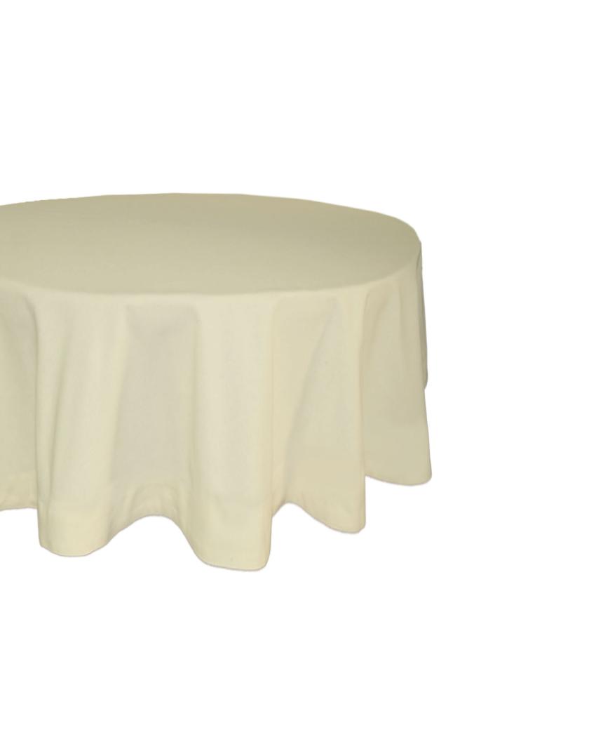 Magnificent Plain Round Cotton 4 Seater Table Cover | 60X60 inches Beige