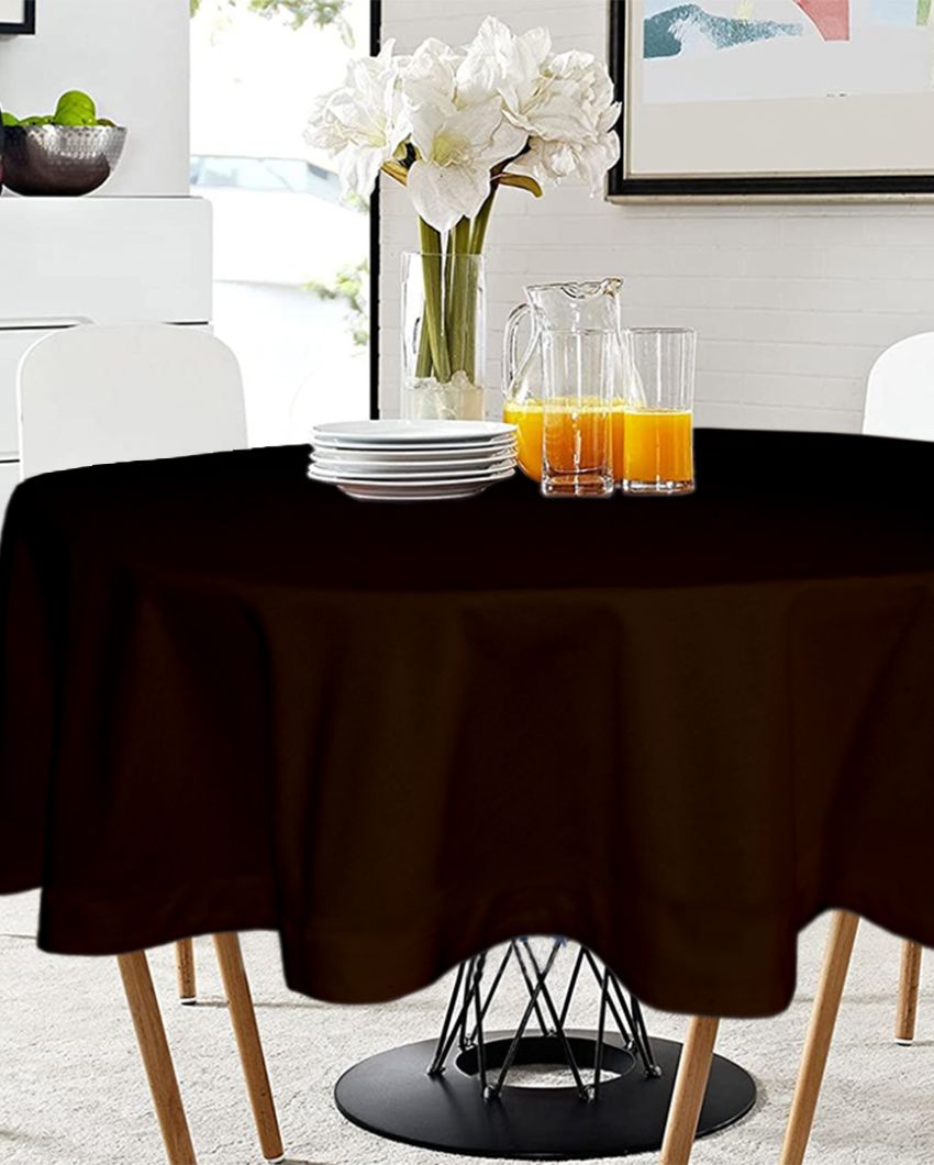 Magnificent Plain Round Cotton 4 Seater Table Cover | 60X60 inches Brown