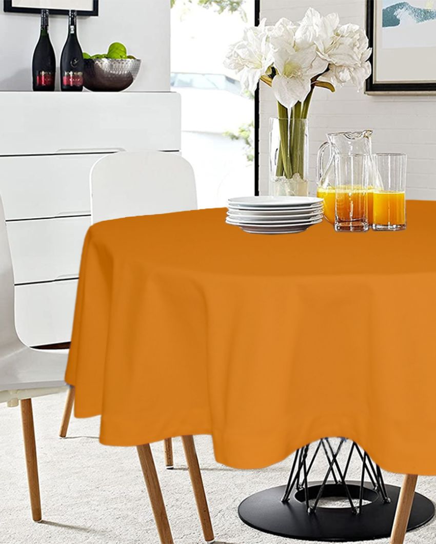 Magnificent Plain Round Cotton 4 Seater Table Cover | 60X60 inches Orange