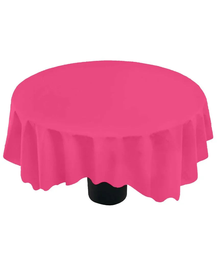 Majestic Plain Round Cotton 4 Seater Table Cover | 60X60 inches Pink