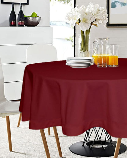 Majestic Plain Round Cotton 4 Seater Table Cover | 60X60 inches Maroon