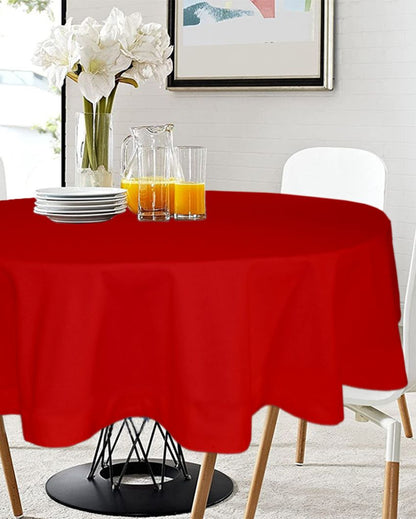 Majestic Plain Round Cotton 4 Seater Table Cover | 60X60 inches Red