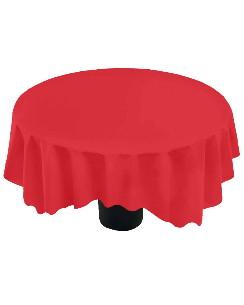 Majestic Plain Round Cotton 4 Seater Table Cover | 60X60 inches Red