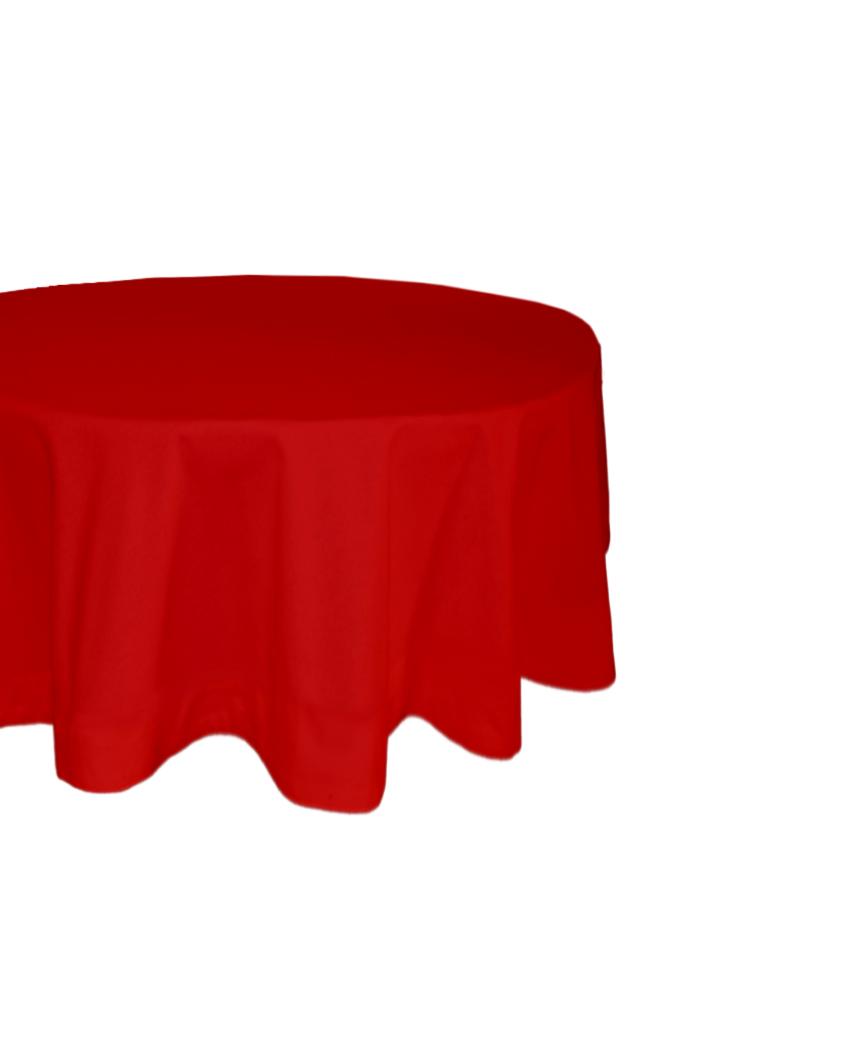 Majestic Plain Round Cotton 4 Seater Table Cover | 60X60 inches Red