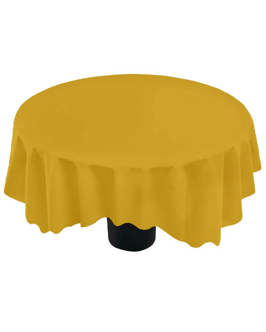 Majestic Plain Round Cotton 4 Seater Table Cover | 60X60 inches Yellow
